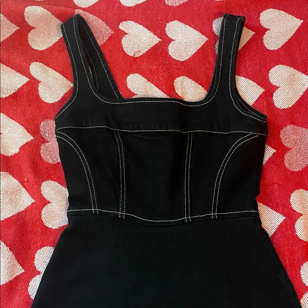 Reformation Davies bustier corset denim little black mini dress size 2 - Picture 4 of 8